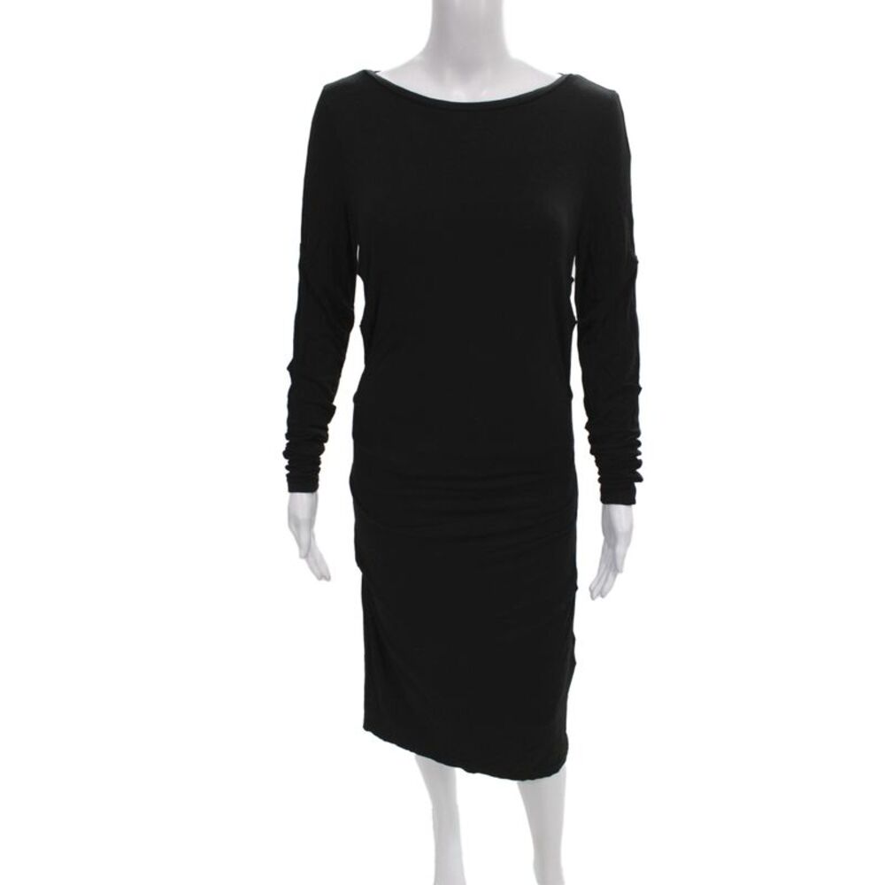Nicole Miller Collection Womens Bodycon Sheath Dress Black Long Sleeve Size M